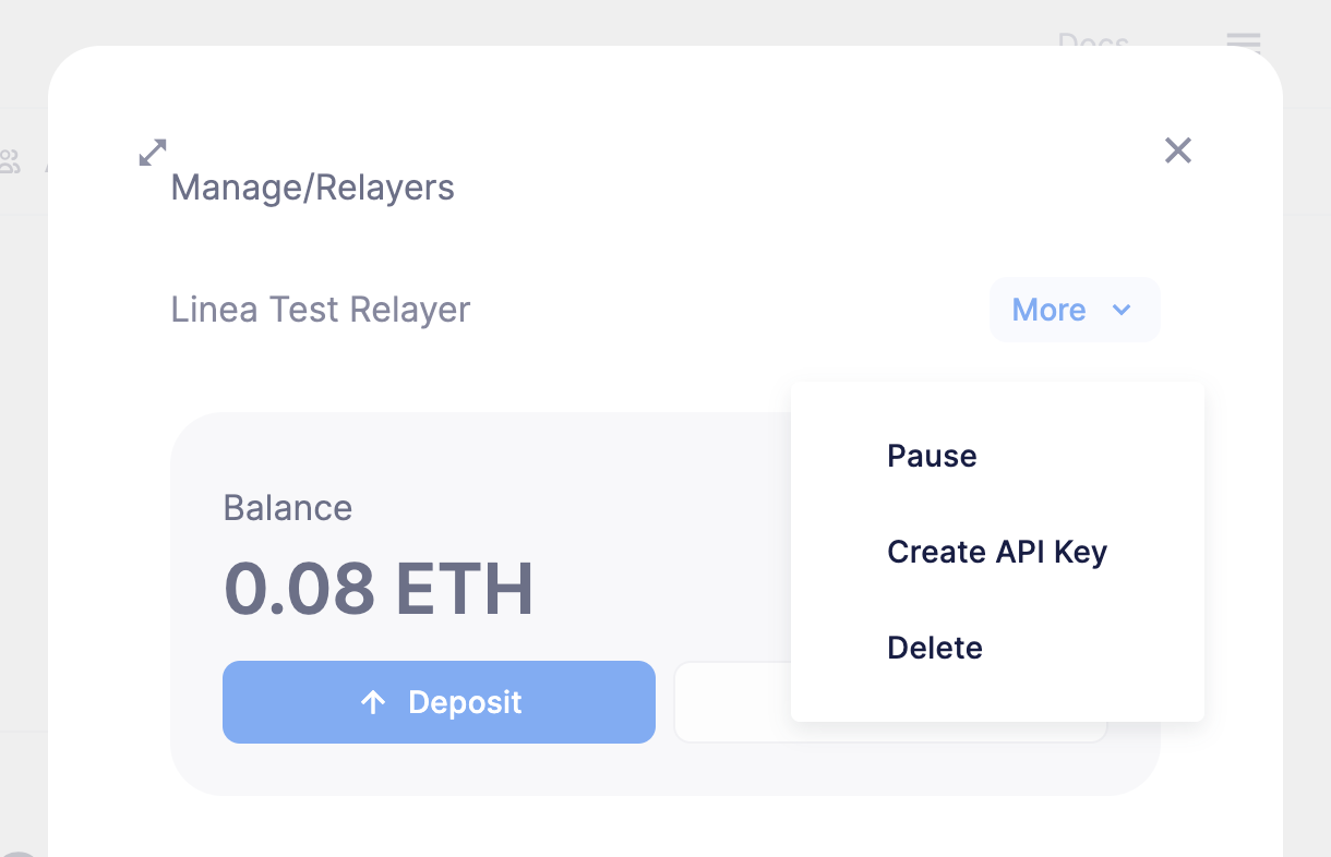 Manage Relayers Create API Key