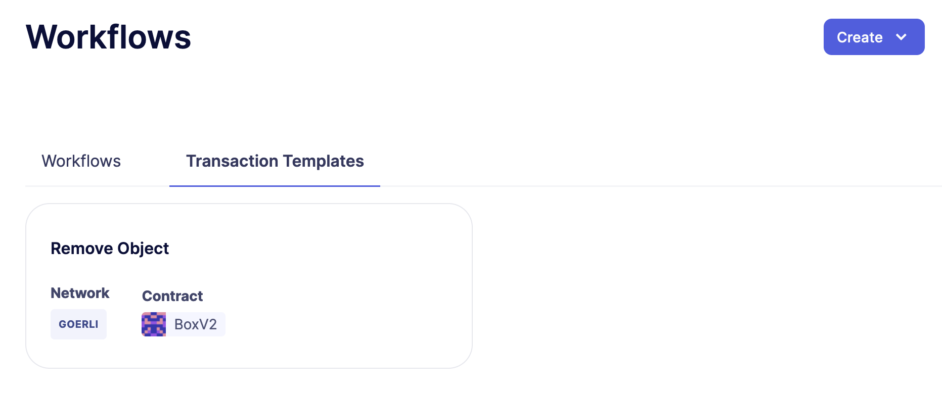 Workflow page with Transaction Template